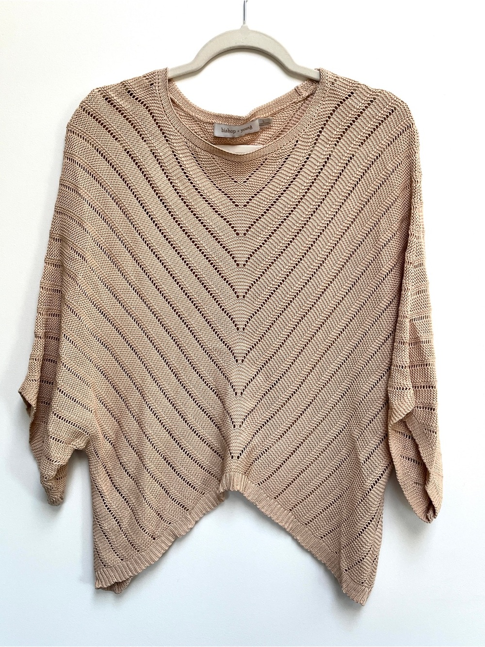 Bishop + Young, Zen poncho style top in cream. Size L